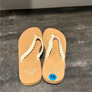Roxy Tan and Cream Braided Sandals
